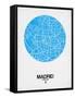 Madrid Street Map Blue-NaxArt-Framed Stretched Canvas