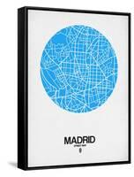 Madrid Street Map Blue-NaxArt-Framed Stretched Canvas