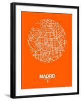 Madrid Street Map Orange-NaxArt-Framed Art Print