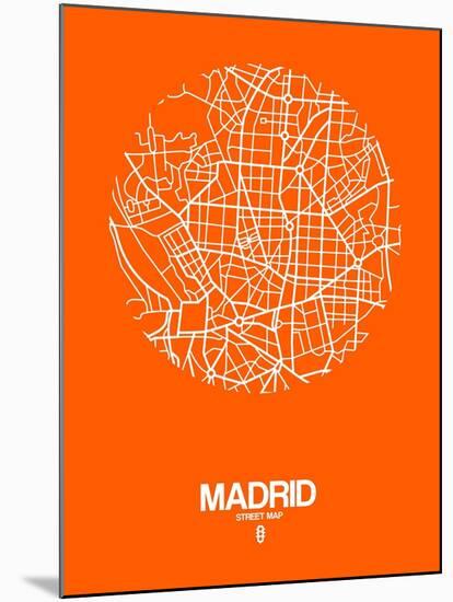 Madrid Street Map Orange-NaxArt-Mounted Art Print