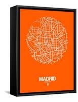 Madrid Street Map Orange-NaxArt-Framed Stretched Canvas