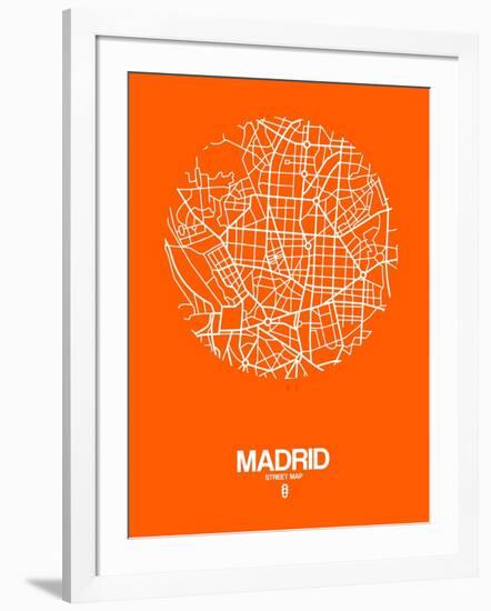 Madrid Street Map Orange-NaxArt-Framed Art Print