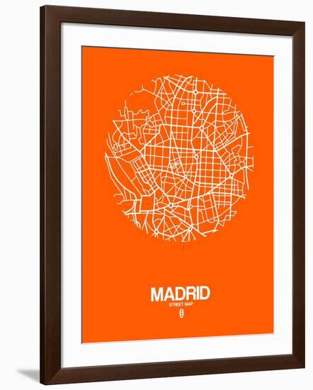 Madrid Street Map Orange-NaxArt-Framed Art Print