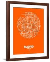 Madrid Street Map Orange-NaxArt-Framed Art Print