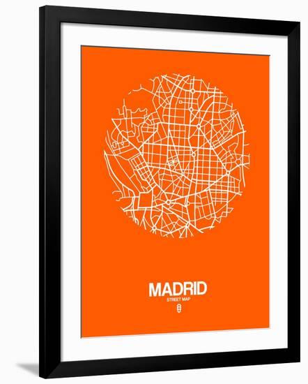 Madrid Street Map Orange-NaxArt-Framed Art Print