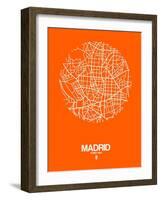 Madrid Street Map Orange-NaxArt-Framed Art Print