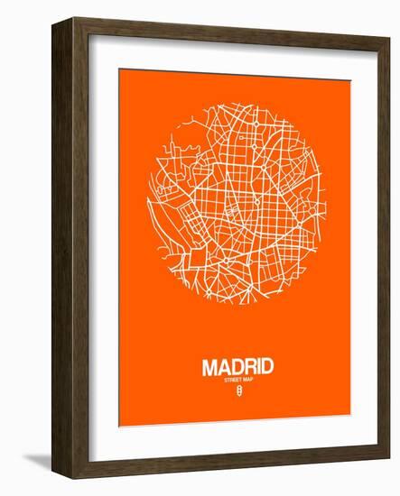 Madrid Street Map Orange-NaxArt-Framed Art Print