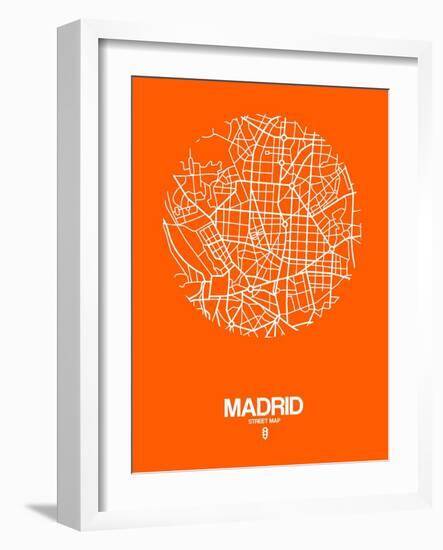 Madrid Street Map Orange-NaxArt-Framed Art Print