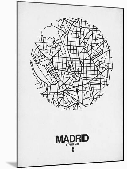 Madrid Street Map White-NaxArt-Mounted Art Print