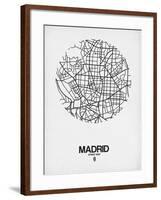 Madrid Street Map White-NaxArt-Framed Art Print