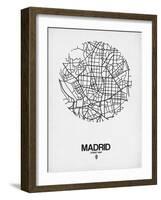 Madrid Street Map White-NaxArt-Framed Art Print