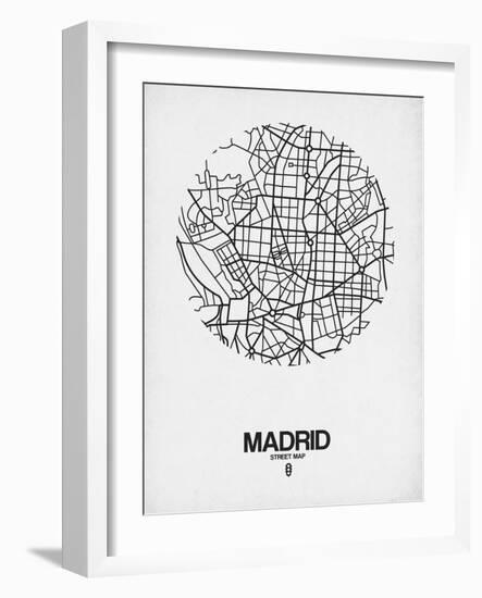 Madrid Street Map White-NaxArt-Framed Art Print