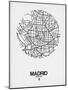 Madrid Street Map White-NaxArt-Mounted Art Print