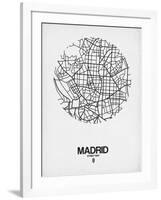 Madrid Street Map White-NaxArt-Framed Art Print