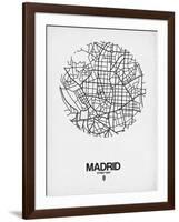 Madrid Street Map White-NaxArt-Framed Art Print