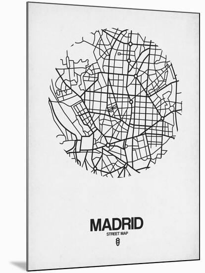 Madrid Street Map White-NaxArt-Mounted Art Print