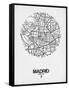 Madrid Street Map White-NaxArt-Framed Stretched Canvas