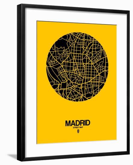 Madrid Street Map Yellow-NaxArt-Framed Art Print