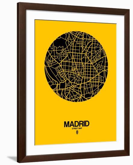 Madrid Street Map Yellow-NaxArt-Framed Art Print