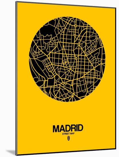 Madrid Street Map Yellow-NaxArt-Mounted Art Print