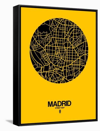 Madrid Street Map Yellow-NaxArt-Framed Stretched Canvas
