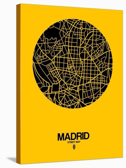 Madrid Street Map Yellow-NaxArt-Stretched Canvas