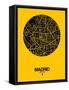 Madrid Street Map Yellow-NaxArt-Framed Stretched Canvas