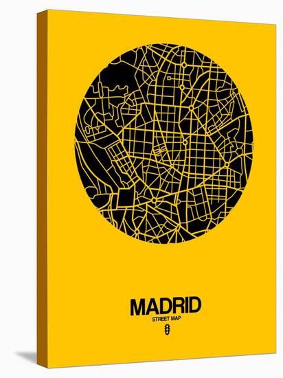 Madrid Street Map Yellow-NaxArt-Stretched Canvas