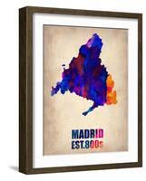 Madrid Watercolor Map-NaxArt-Framed Art Print