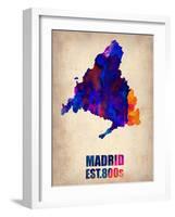 Madrid Watercolor Map-NaxArt-Framed Art Print