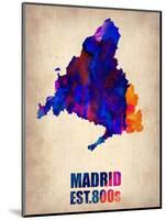 Madrid Watercolor Map-NaxArt-Mounted Art Print