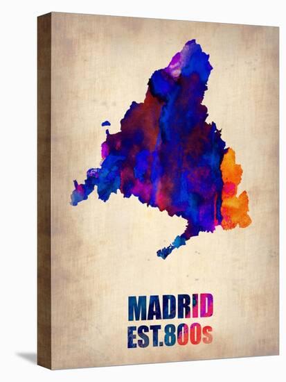 Madrid Watercolor Map-NaxArt-Stretched Canvas
