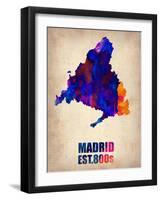 Madrid Watercolor Map-NaxArt-Framed Art Print