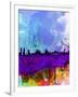 Madrid Watercolor Skyline-NaxArt-Framed Art Print