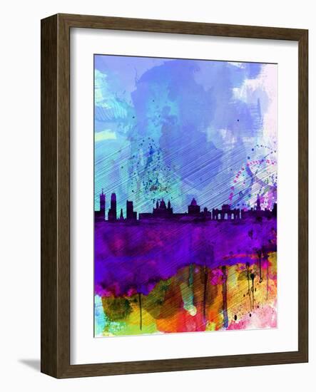 Madrid Watercolor Skyline-NaxArt-Framed Art Print