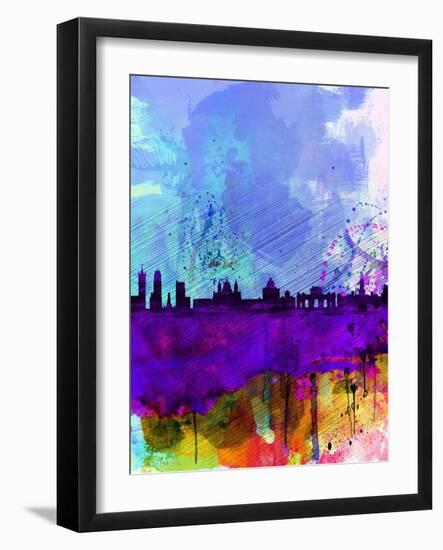 Madrid Watercolor Skyline-NaxArt-Framed Art Print