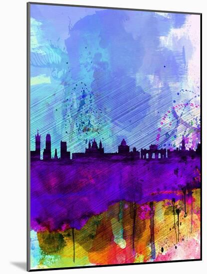 Madrid Watercolor Skyline-NaxArt-Mounted Art Print