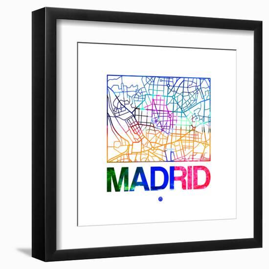 Madrid Watercolor Street Map-NaxArt-Framed Art Print