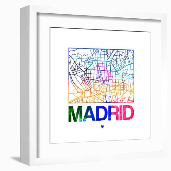 Madrid Watercolor Street Map-NaxArt-Framed Art Print