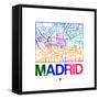 Madrid Watercolor Street Map-NaxArt-Framed Stretched Canvas