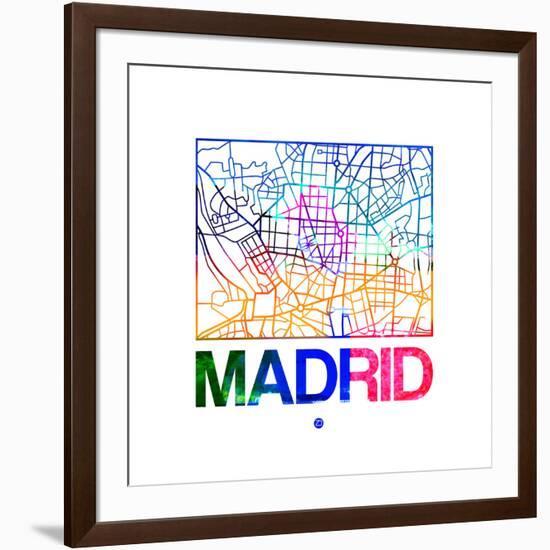 Madrid Watercolor Street Map-NaxArt-Framed Premium Giclee Print