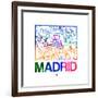 Madrid Watercolor Street Map-NaxArt-Framed Premium Giclee Print