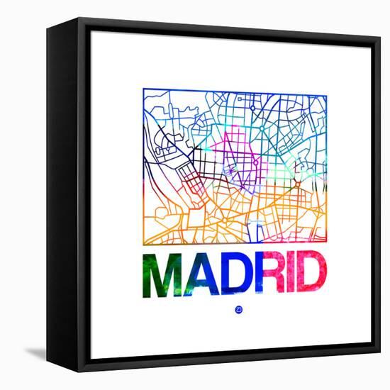 Madrid Watercolor Street Map-NaxArt-Framed Stretched Canvas