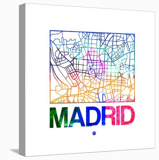 Madrid Watercolor Street Map-NaxArt-Stretched Canvas