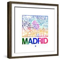 Madrid Watercolor Street Map-NaxArt-Framed Premium Giclee Print