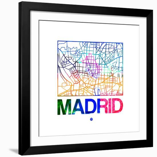 Madrid Watercolor Street Map-NaxArt-Framed Art Print