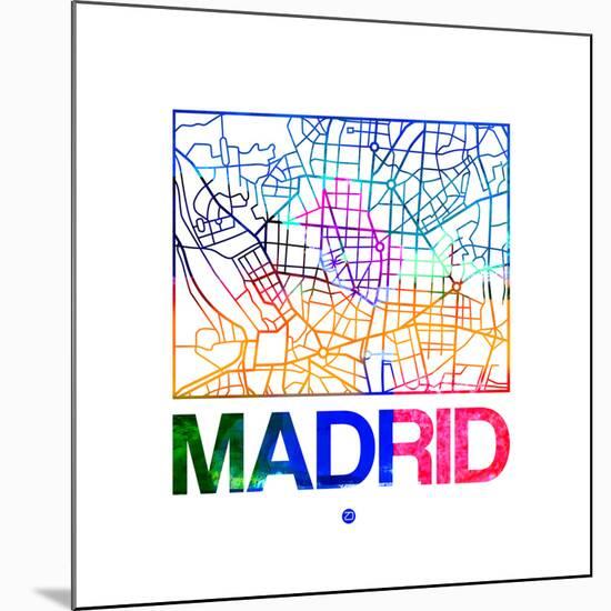 Madrid Watercolor Street Map-NaxArt-Mounted Art Print