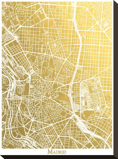 Madrid-The Gold Foil Map Company-Stretched Canvas