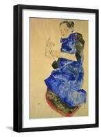 Maedchen Mit Blauer Schuerze, 1912-Egon Schiele-Framed Giclee Print