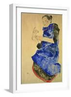 Maedchen Mit Blauer Schuerze, 1912-Egon Schiele-Framed Giclee Print